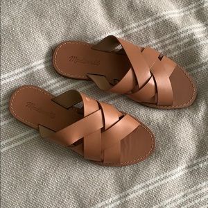 Tan leather Madewell slides